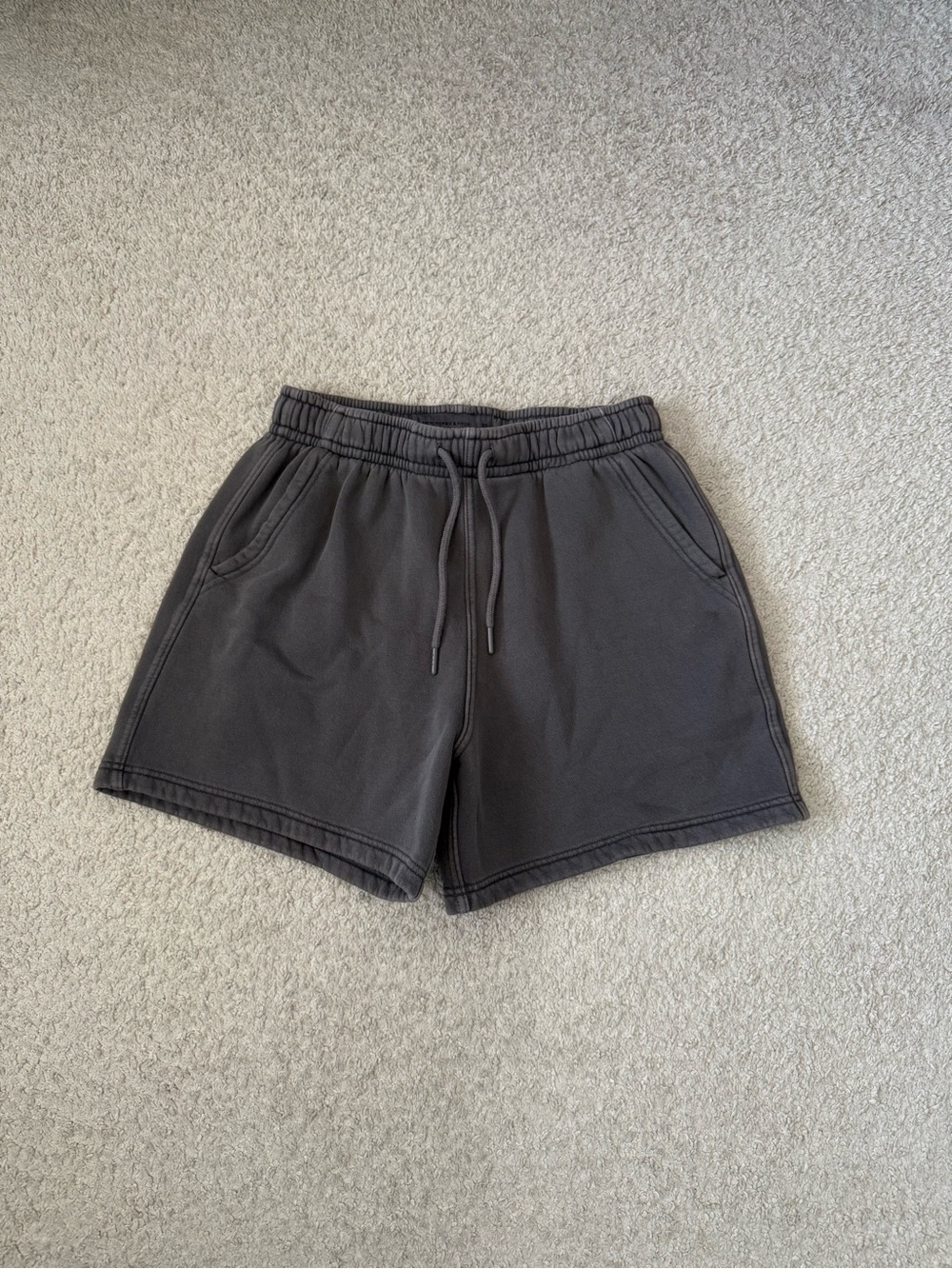 Abercrombie & Fitch Charcoal Gray Soft A&F Essentials Drawstring Cotton Shorts